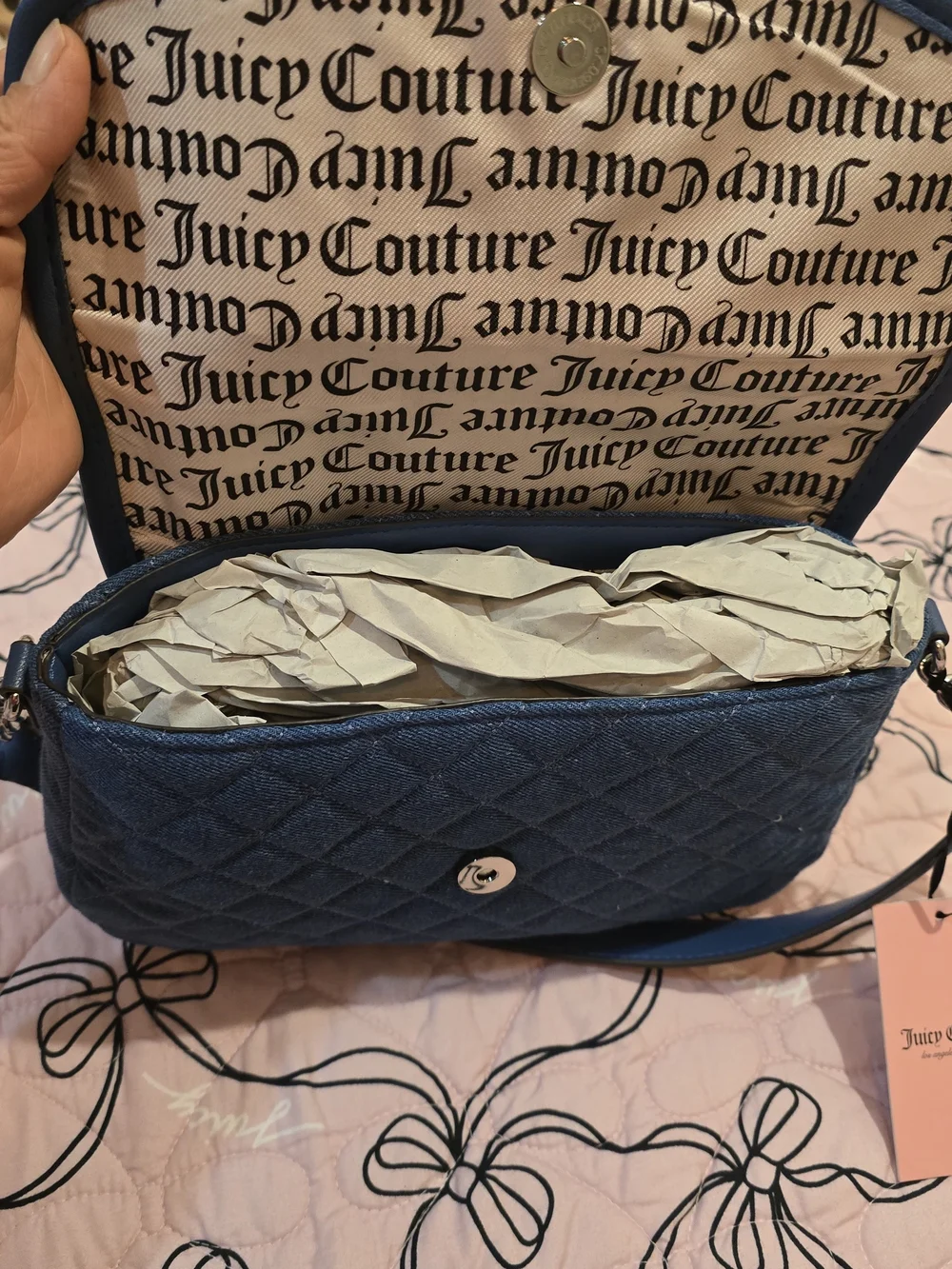 Juicy Couture Embellished Denim Shoulder Bag in Blue
